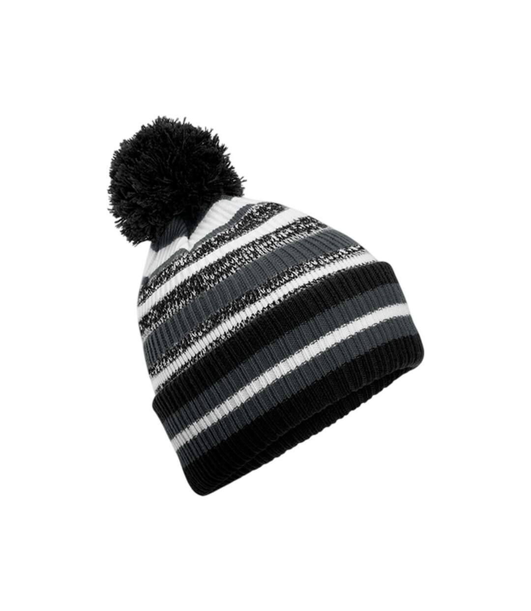 Bonnet Multi-sport Fan Noir Gris Foncé Blanc Beechfield-1