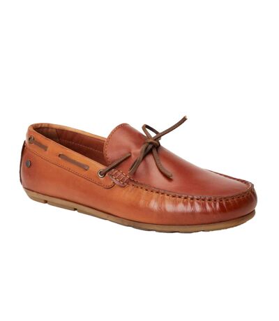 Mens Brooks Driver Leather Loafers Burnt Tan Base London