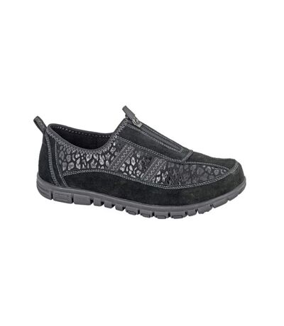 Womens/ladies Suede Trainers Black Boulevard