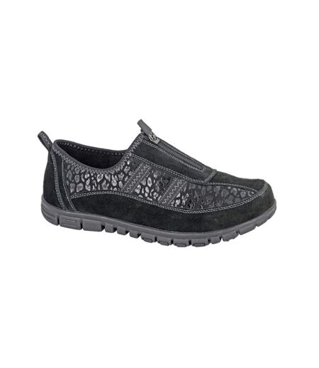 Womens/ladies Suede Trainers Black Boulevard