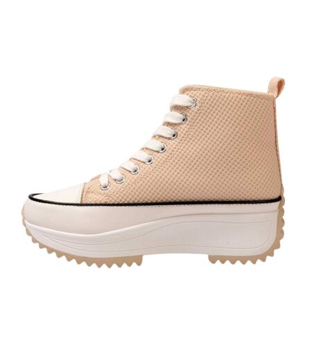 Womens/ladies Platform High Top Trainers Beige Firetrap
