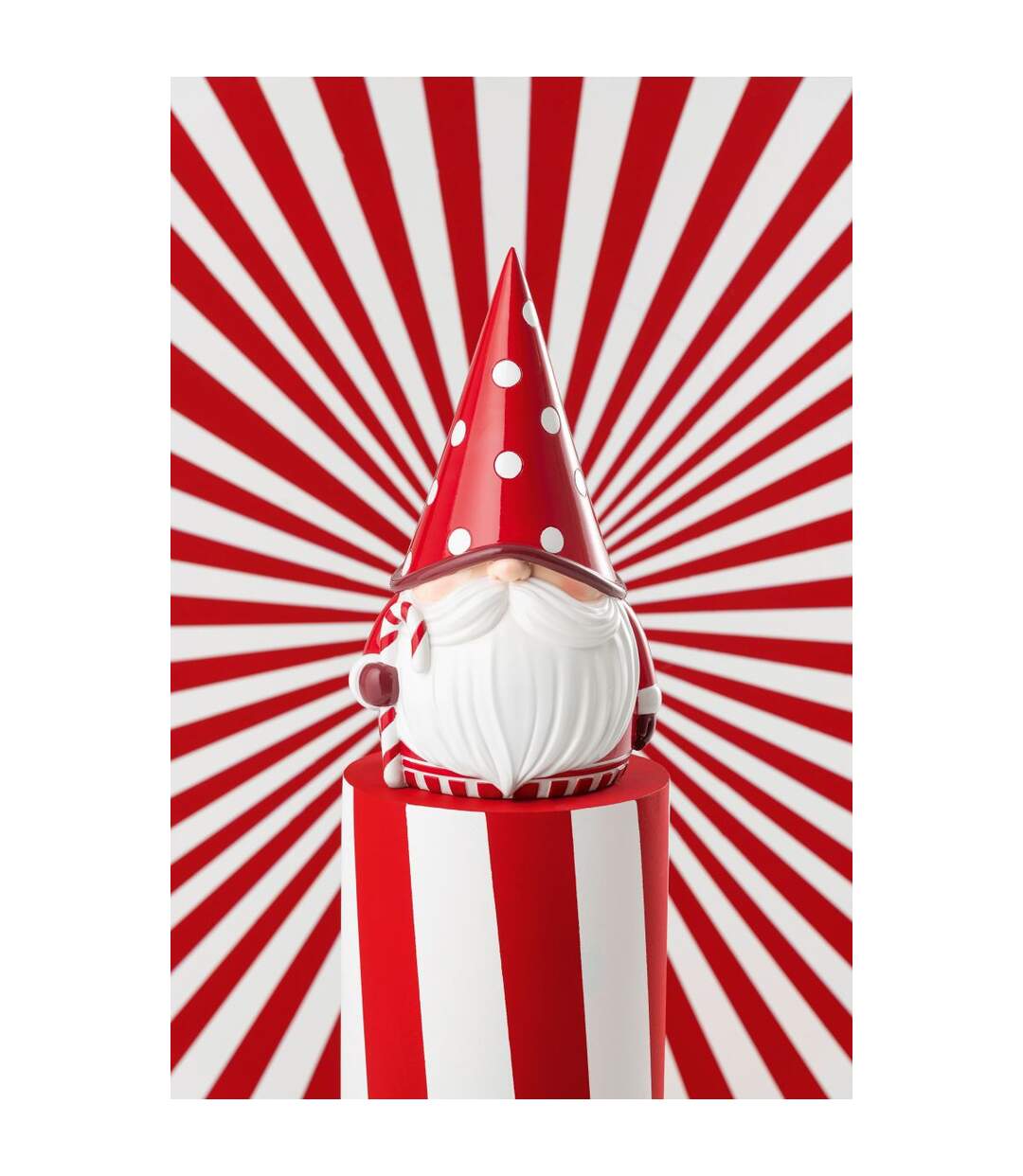 Gnome Père-Noël Pois 41cm Rouge & Blanc-4