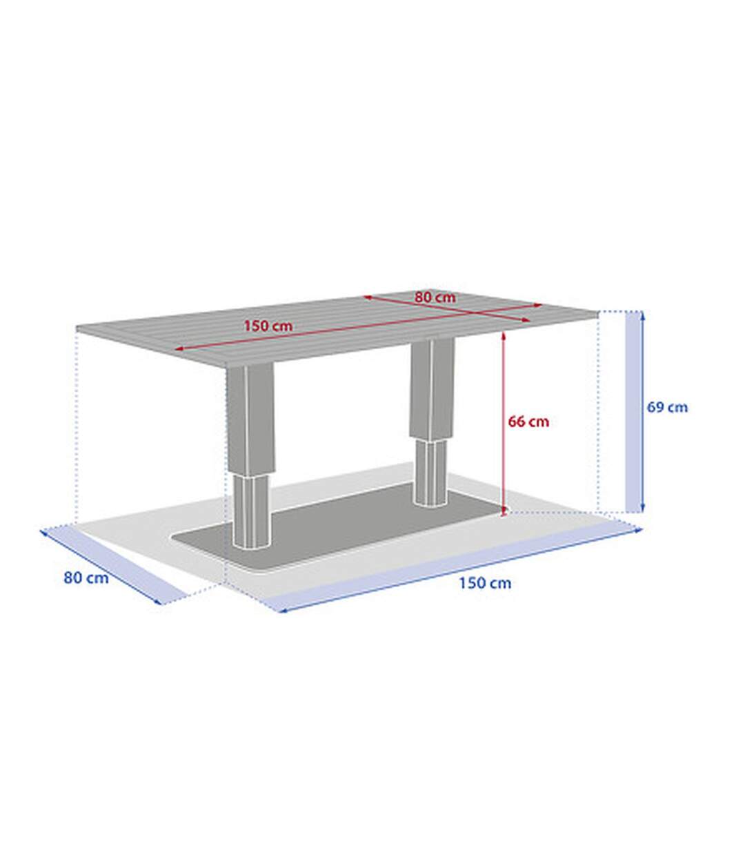 Table de jardin relevable rectangulaire en aluminium SALIMIA - Argile et lin-3