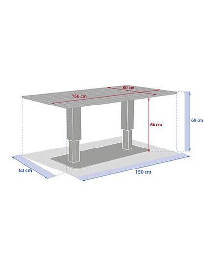 Table de jardin relevable rectangulaire en aluminium SALIMIA - Argile et lin