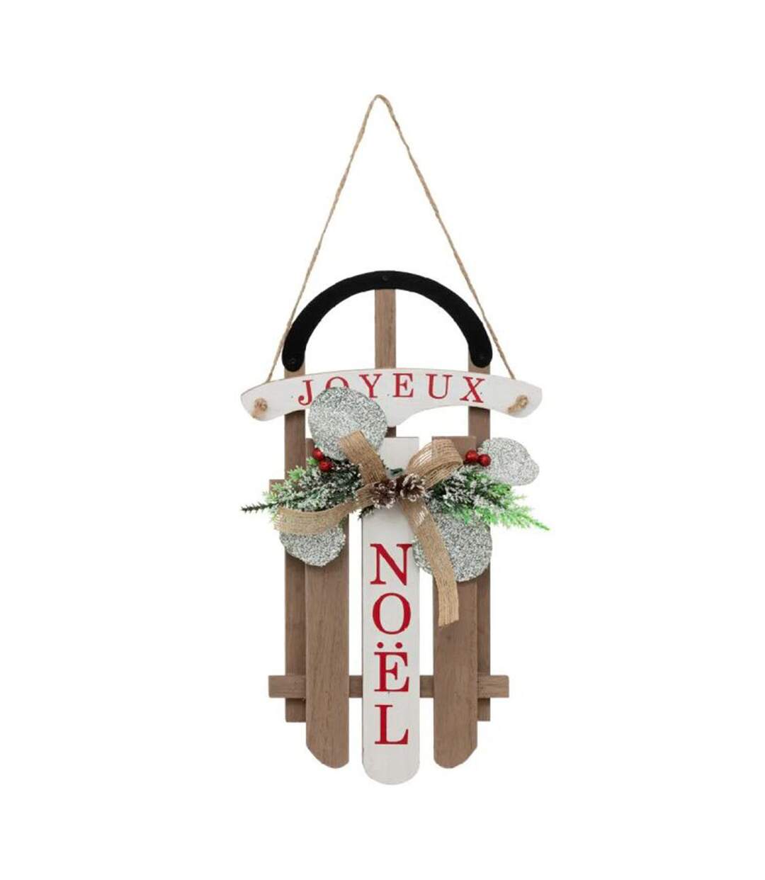 Suspension Déco Noël Luge 35cm Marron-1