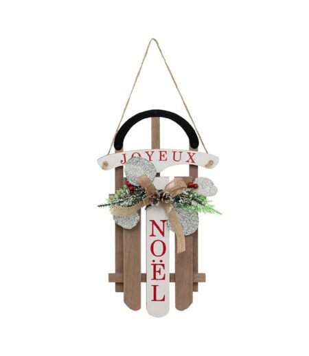 Suspension Déco Noël Luge 35cm Marron
