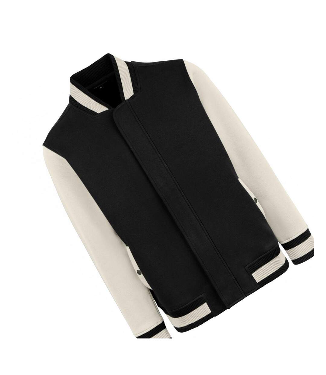 Blouson D'université Premium Homme Noir Blanc Cassé HRM-2
