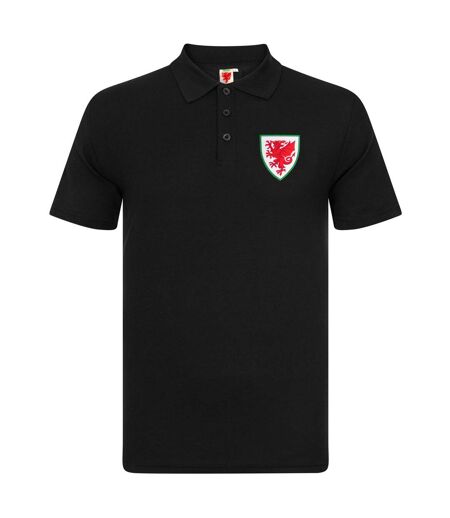 Polo Motif/style Emblème Homme Noir Wales Cymru