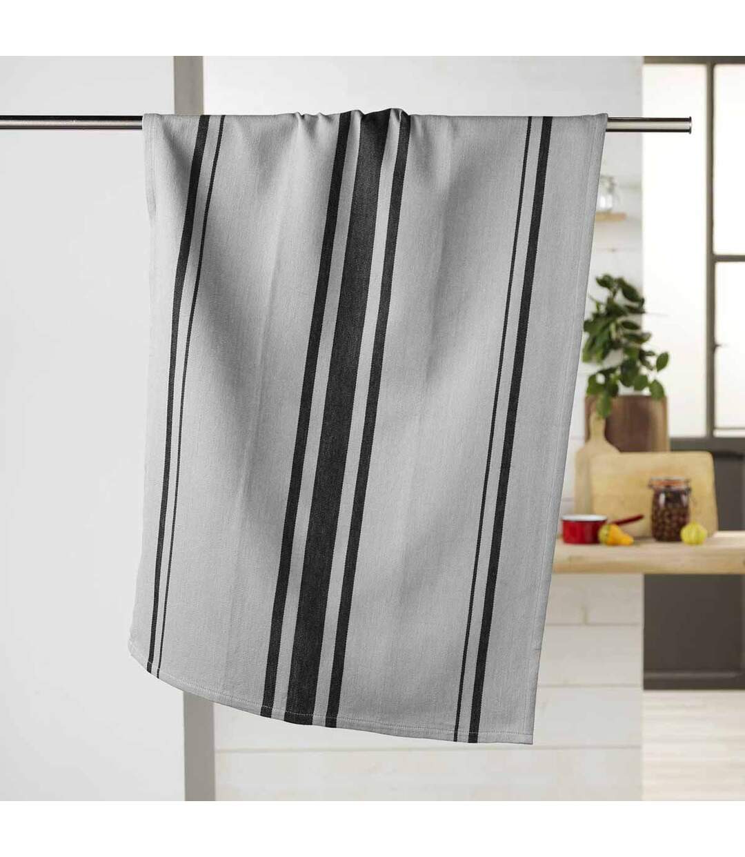 Torchon en Coton Tissé Comptoir 50x70cm Gris-1