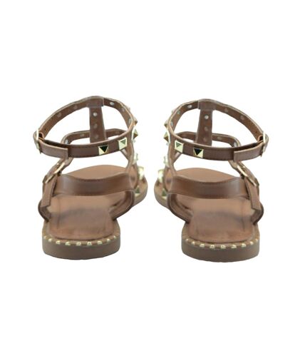 Womens/ladies natalia studded pu gladiator sandals tan Where´s That From