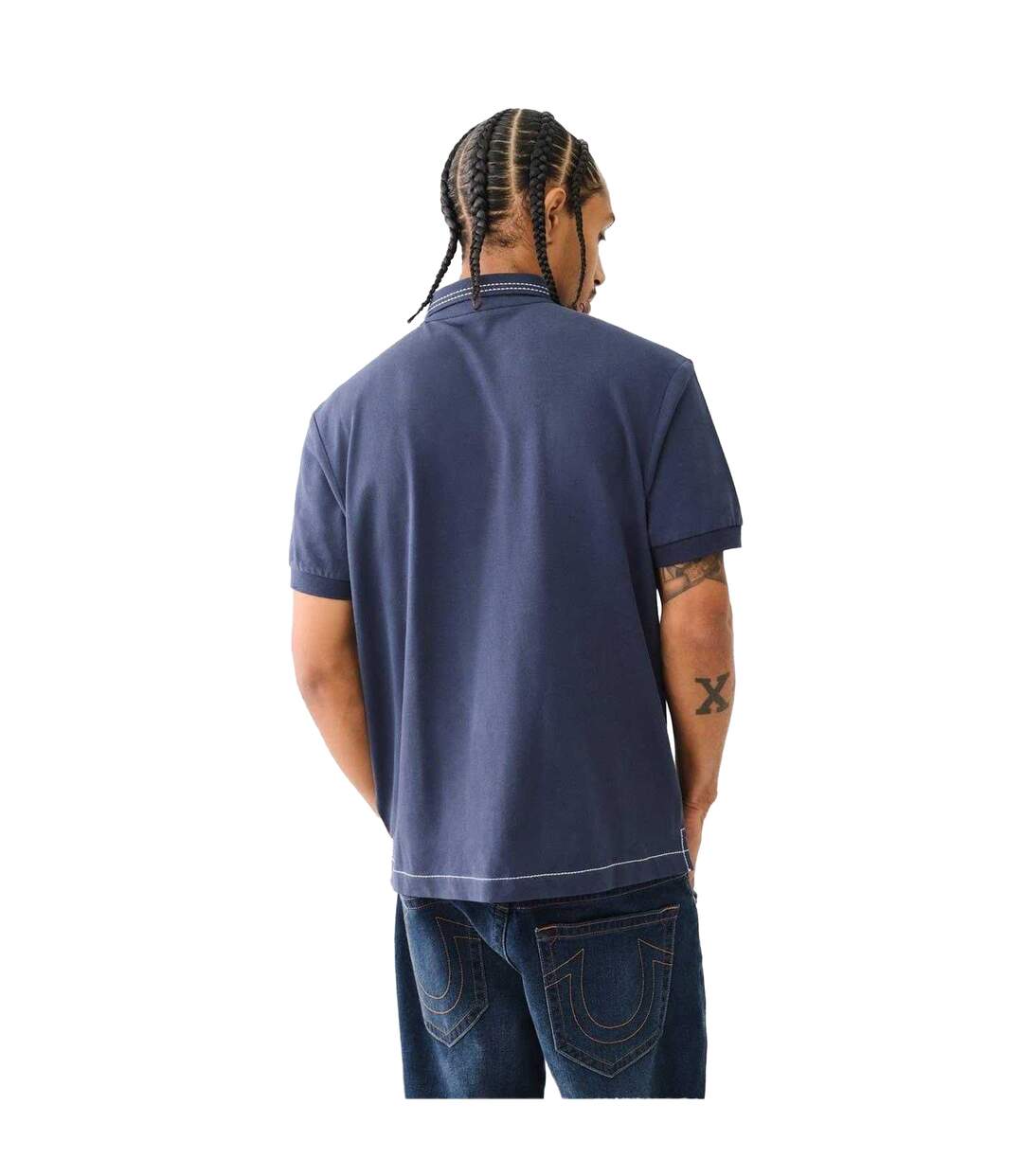 Mens Embroidered Logo Polo Shirt Dress Blue True Religion-3