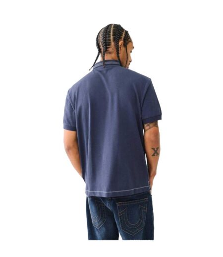 Mens Embroidered Logo Polo Shirt Dress Blue True Religion