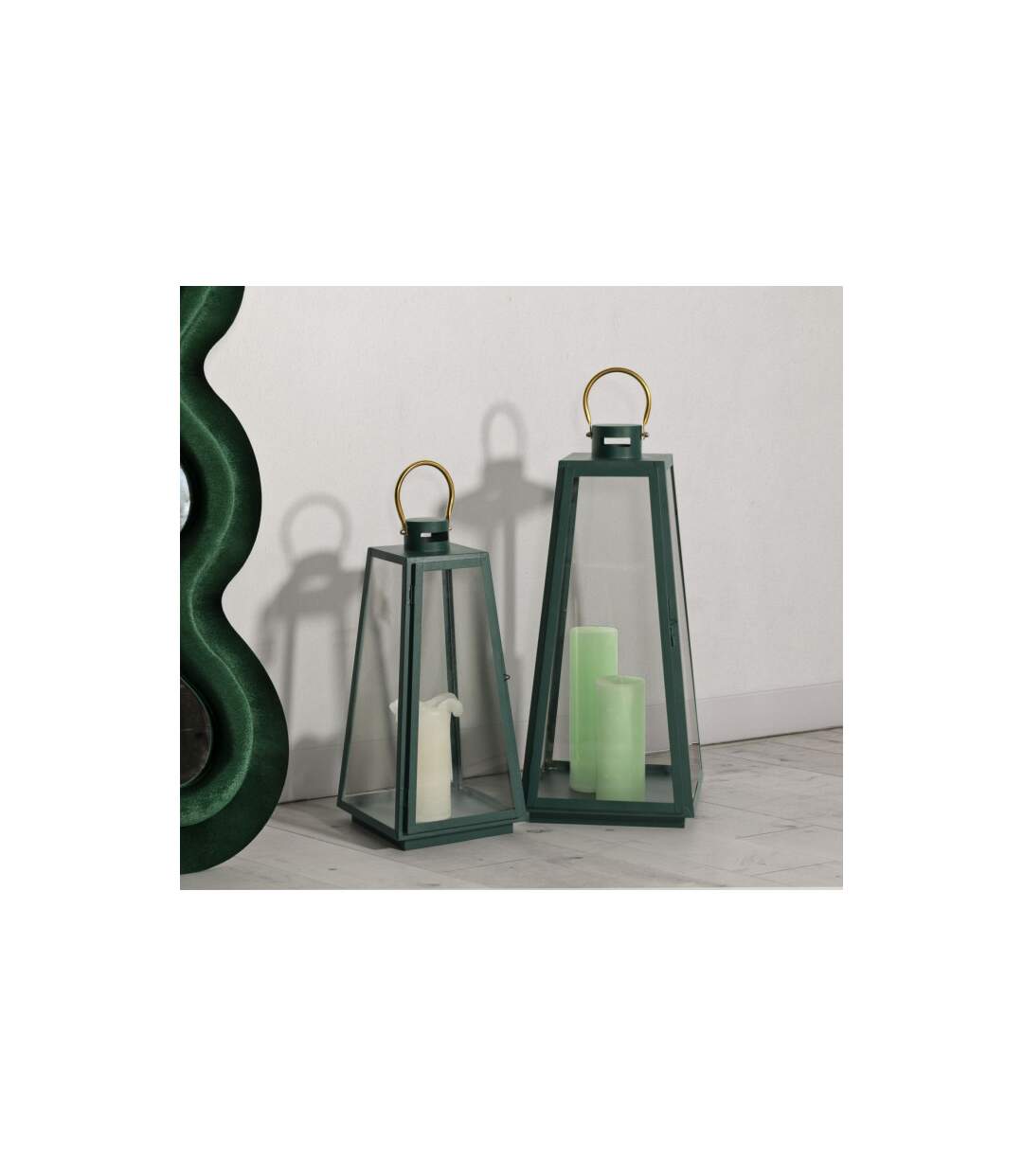 Lot de 2 Lanternes en Verre Grent 57cm Vert-5