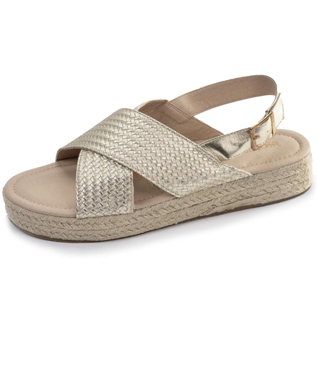 Isotoner Sandales femme à talon compensé de 3,5 cm, très confortable-1