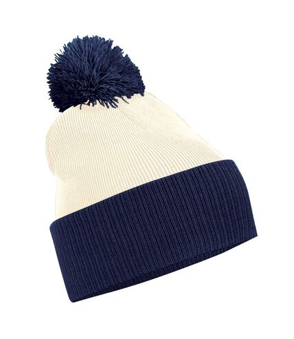 Bonnet snowstar blanc cassé / bleu marine français Beechfield