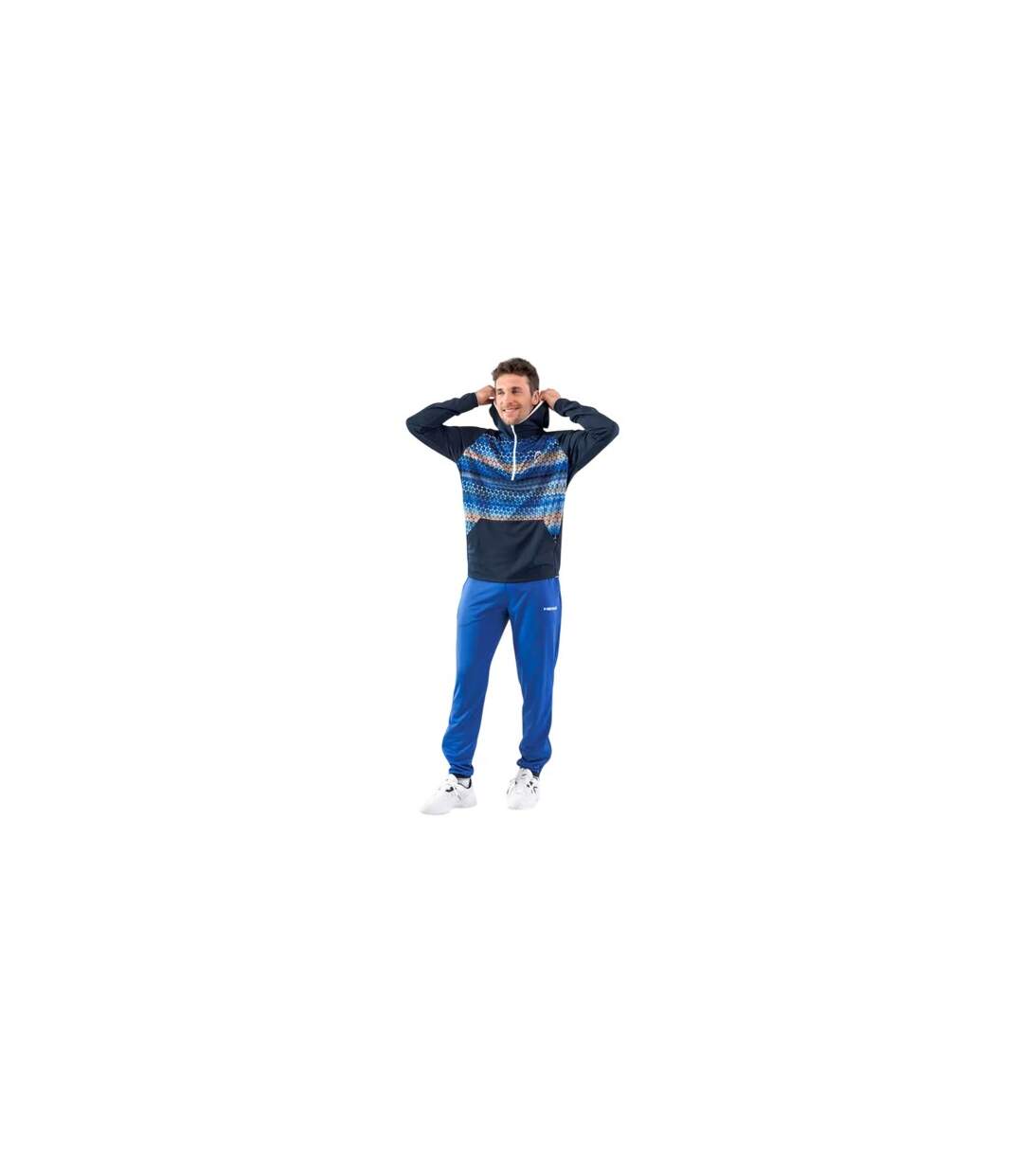 Sweat Manches Raglan Motif/style Géométrique Homme Bleu Head-1