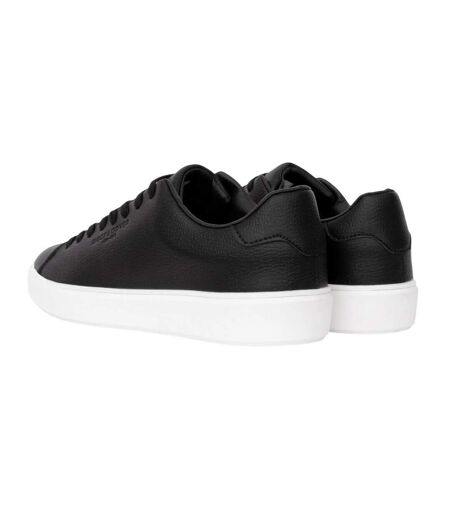 Mens kremes leather-look pu trainers black Duck and Cover
