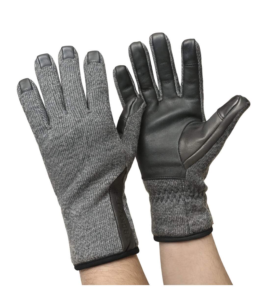 Mens Waterproof Wool-Blend Leather Palm Winter Touchscreen Gloves-2