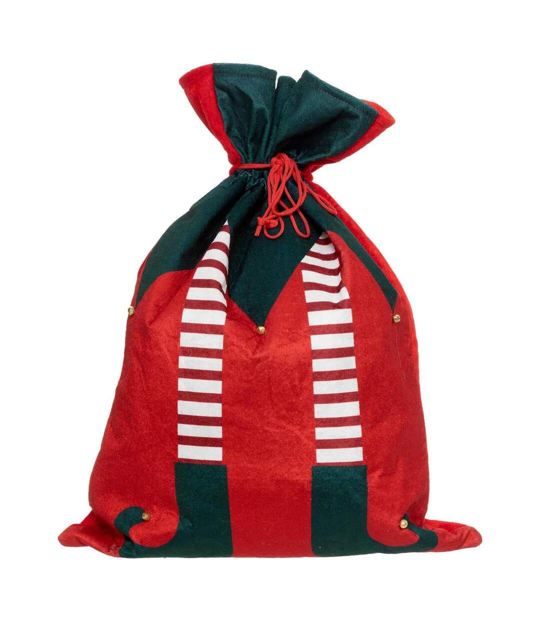 Hotte de Noël en Velours Lutin 70cm Rouge-1