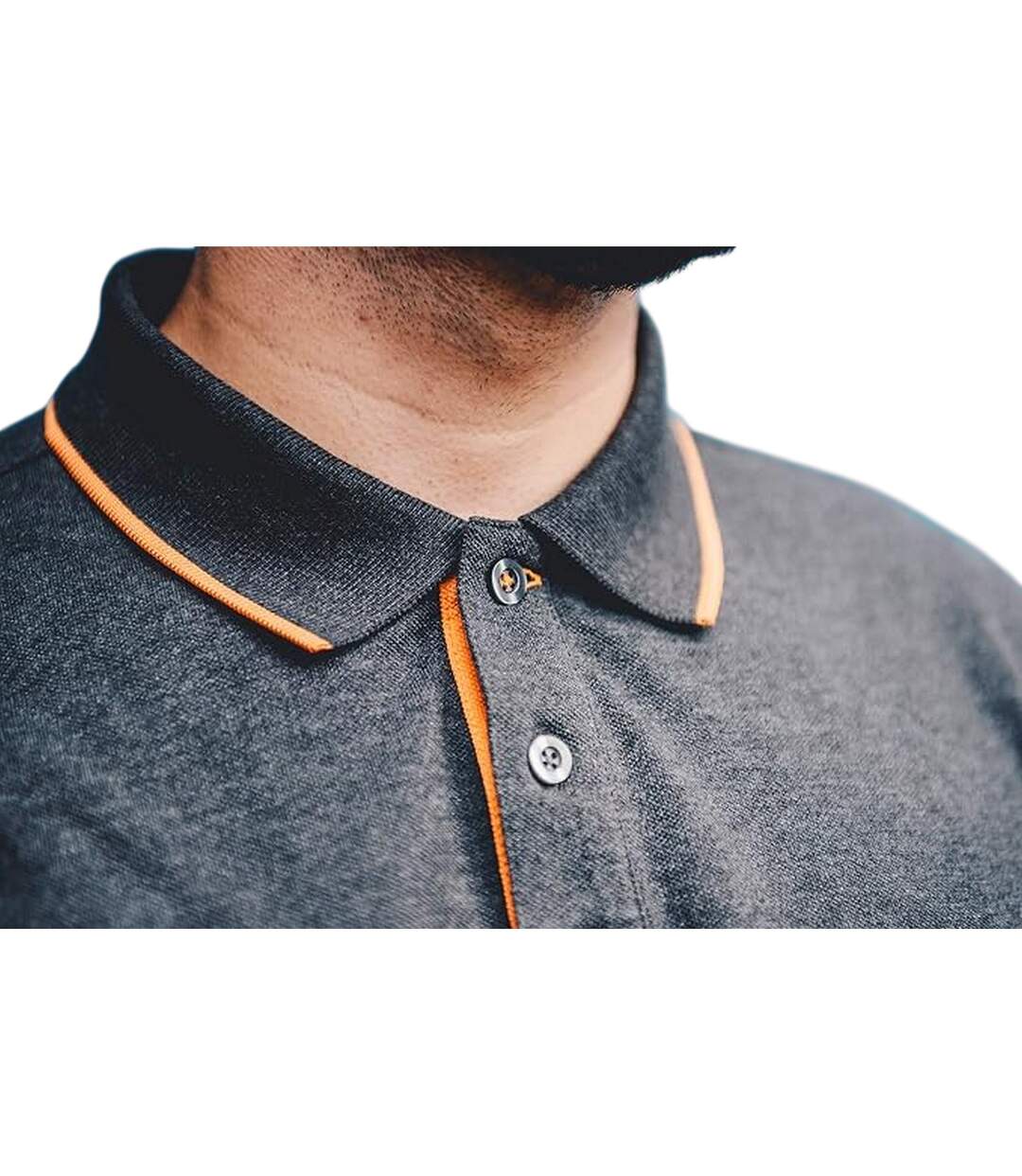Mens Contrast Pique Polo Shirt Grey Worktough-3
