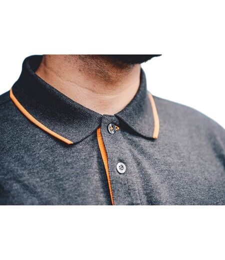 Mens Contrast Pique Polo Shirt Grey Worktough