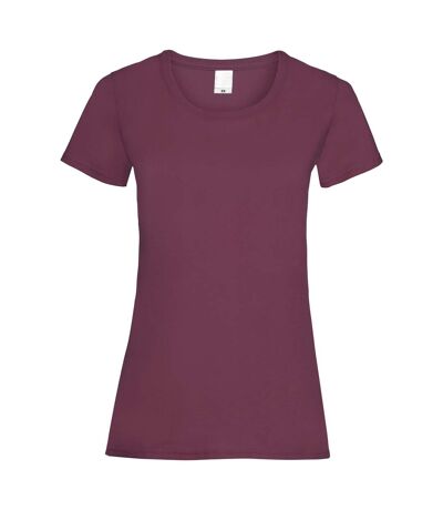 Womens/Ladies Value Fitted Short Sleeve Casual T-Shirt (Oxblood)