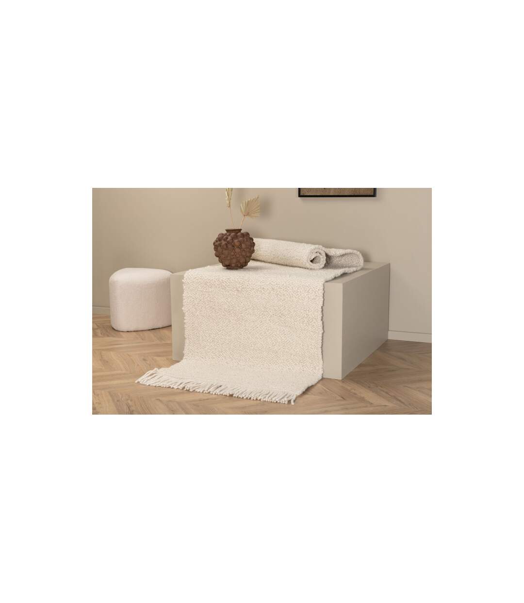 Tapis Déco en Laine Betina 80x250cm Blanc-3