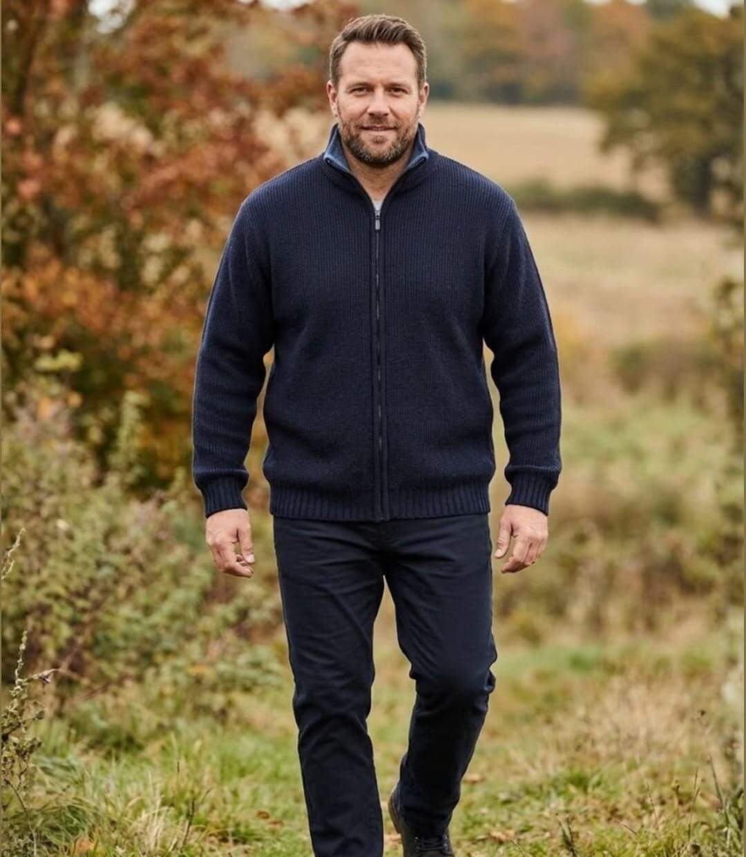 CHALLENGER CELTIC1 — Gilet cardigan zippé bleu marine : la chaleur naturelle de la laine-5