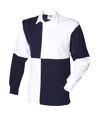 Front Row Quartered Rugby Sports Polo Shirt (White/Navy (White collar))