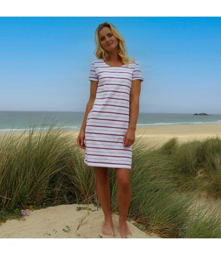Robe T-shirt Motif/style Rayé Femme Rose Lazy Jacks