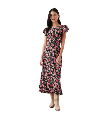 Dorothy Perkins Womens/Ladies Floral Ruffle Empire Midi Dress (Black) - UTDP1672