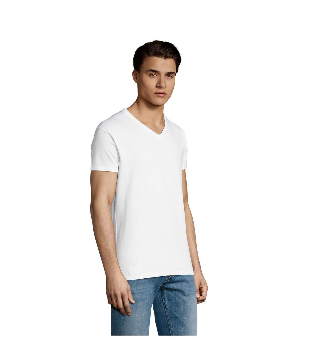 Mens imperial v neck t-shirt white SOLS