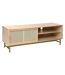 Meuble TV 1 porte en bois et cannage RAYO - Beige-1