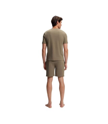 Mens Waffle Knit T-shirt Brown Boss