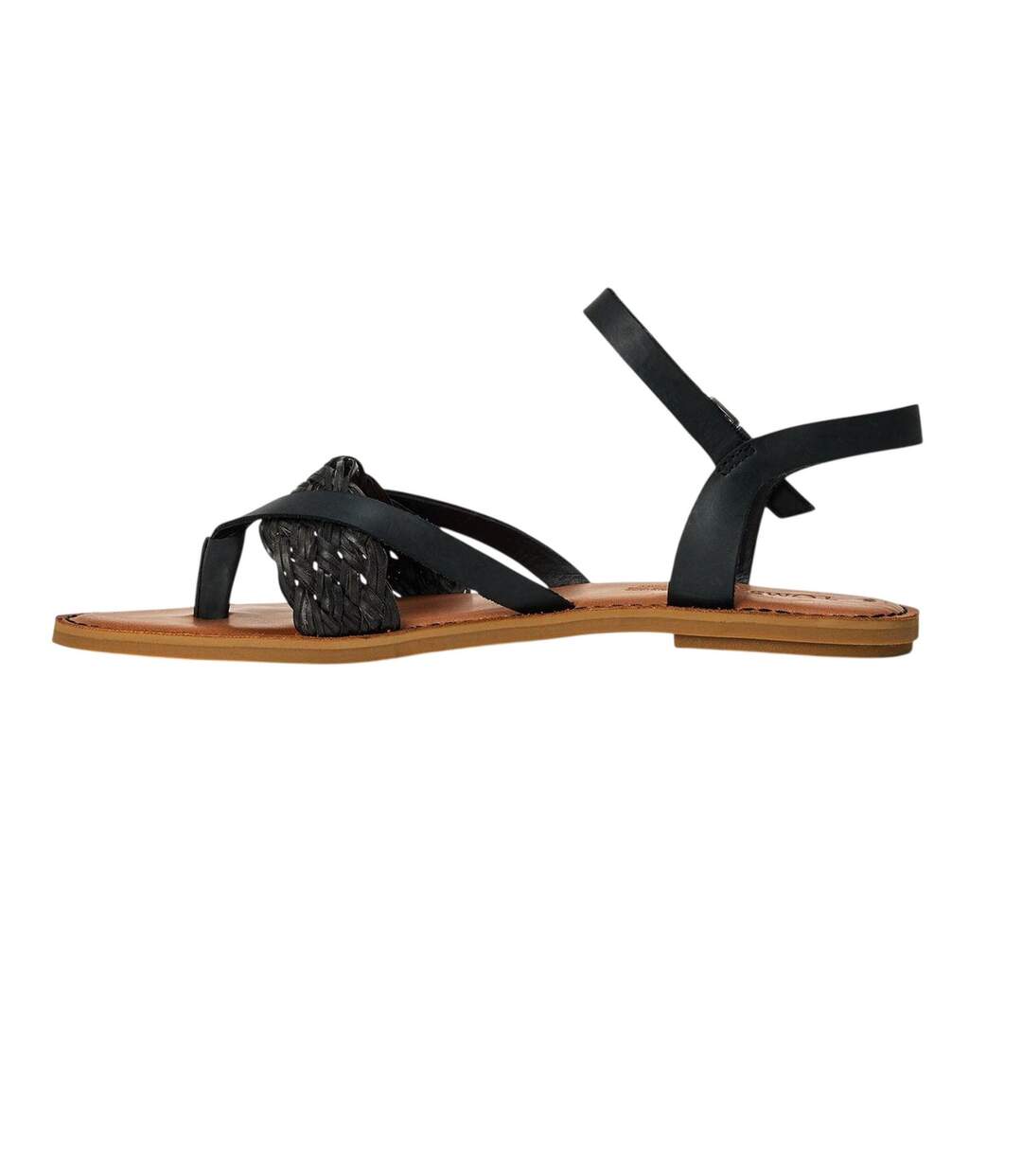 Womens/ladies Lexie Woven Flat Sandals Black Toms-2