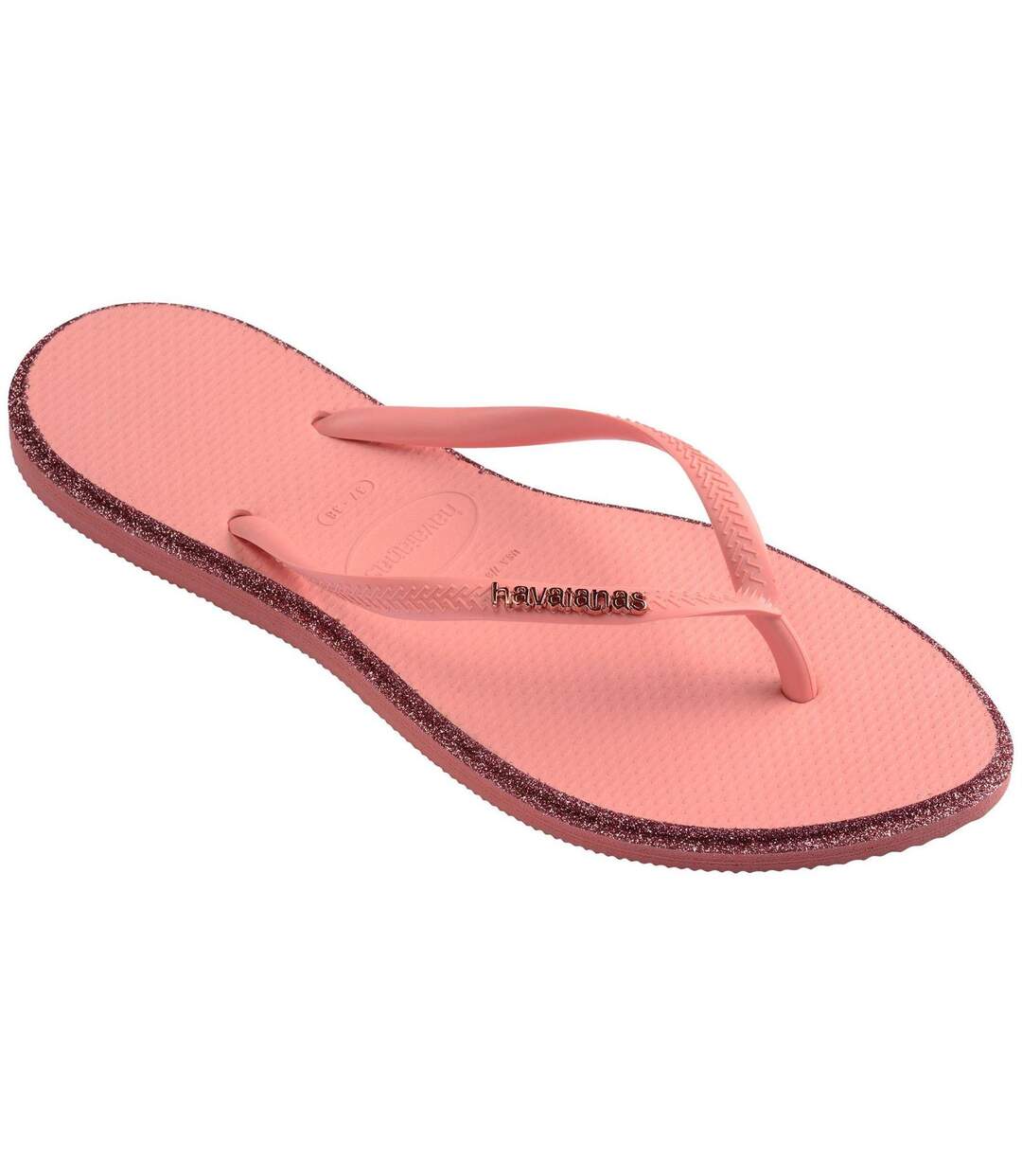 Womens/ladies Glitter Pointed Flip Flops Blossom Clay Havaianas-3