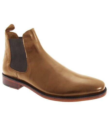 Kensington Classics Mens Twin Gusset All Leather Chelsea Boots (Tan) - UTDF755