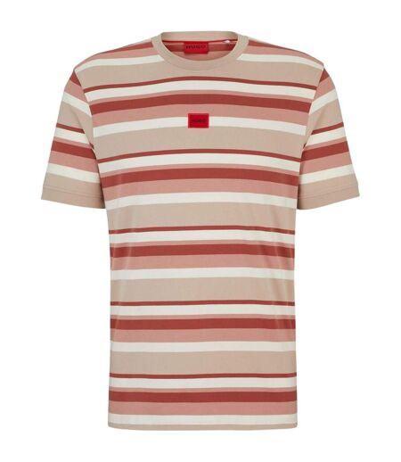 T-shirt Motif/style À Rayures Diragolino Homme Rose Blanc Hugo