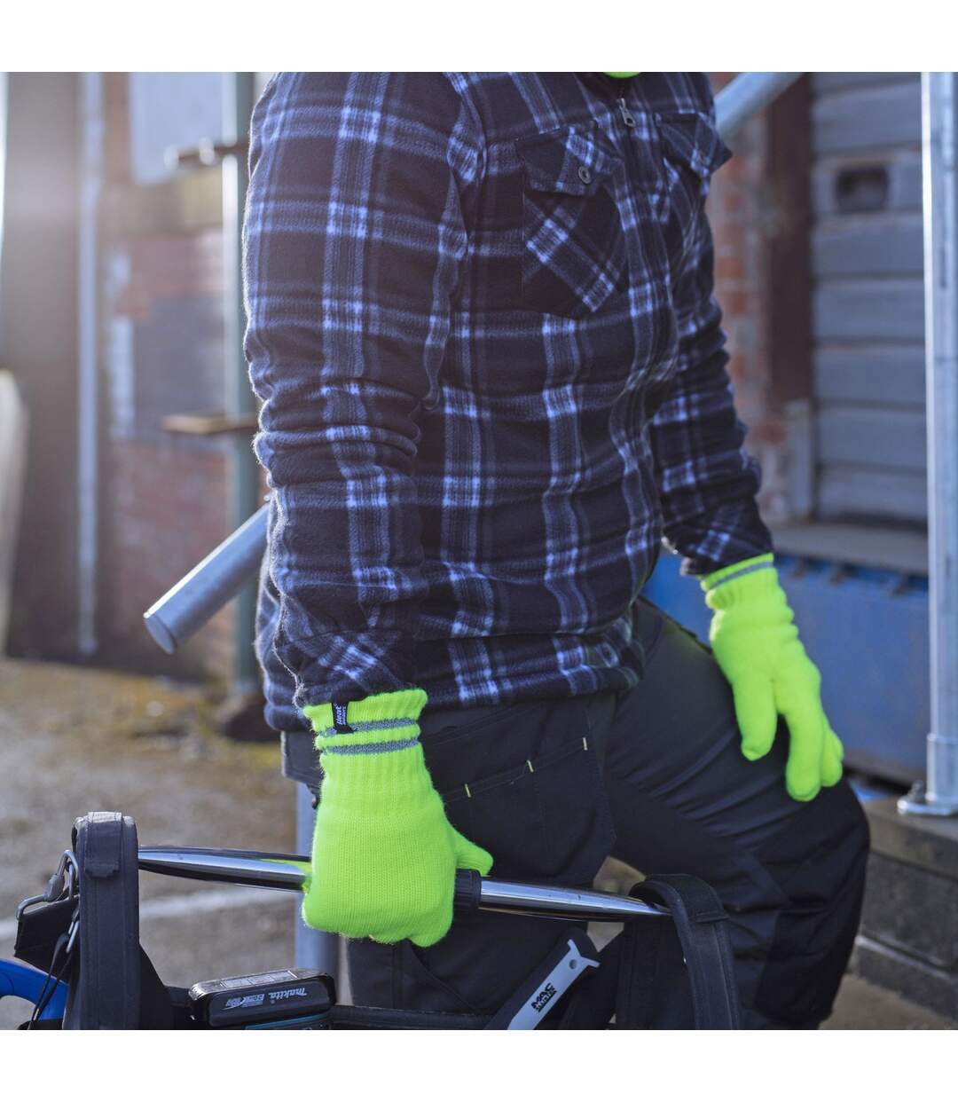 Mens Hi Vis Reflective Soft Fleece Lined Thermal Winter Gloves-4