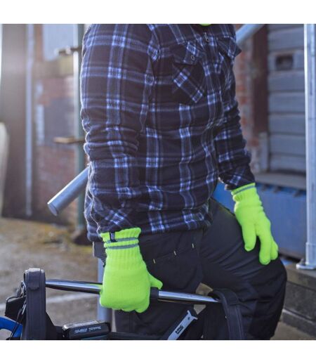 Mens Hi Vis Reflective Soft Fleece Lined Thermal Winter Gloves