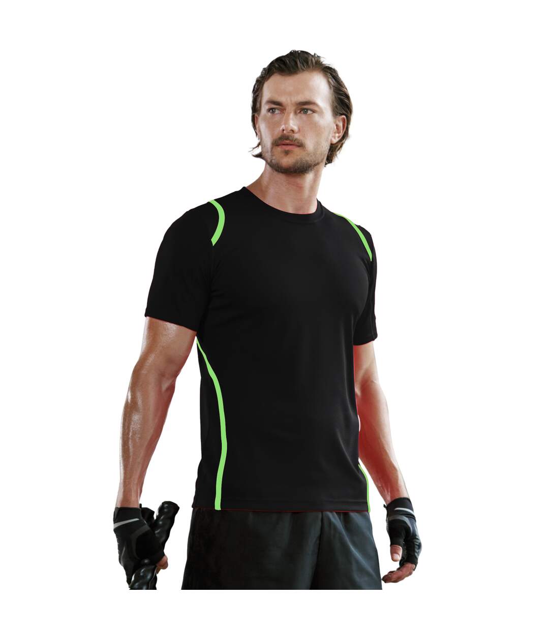 Cooltex t-shirt homme noir/vert citron fluorescent GAMEGEAR-3