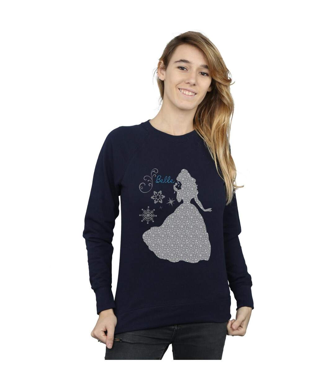 Disney Princess - Sweat BELLE CHRISTMAS SILHOUETTE - Femme (Bleu marine) - UTBI10276-2