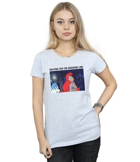 Disney T-shirt en coton Femme/Ladies The Little Mermaid Waiting For The Weekend (Gris sportif) - UTBI15335