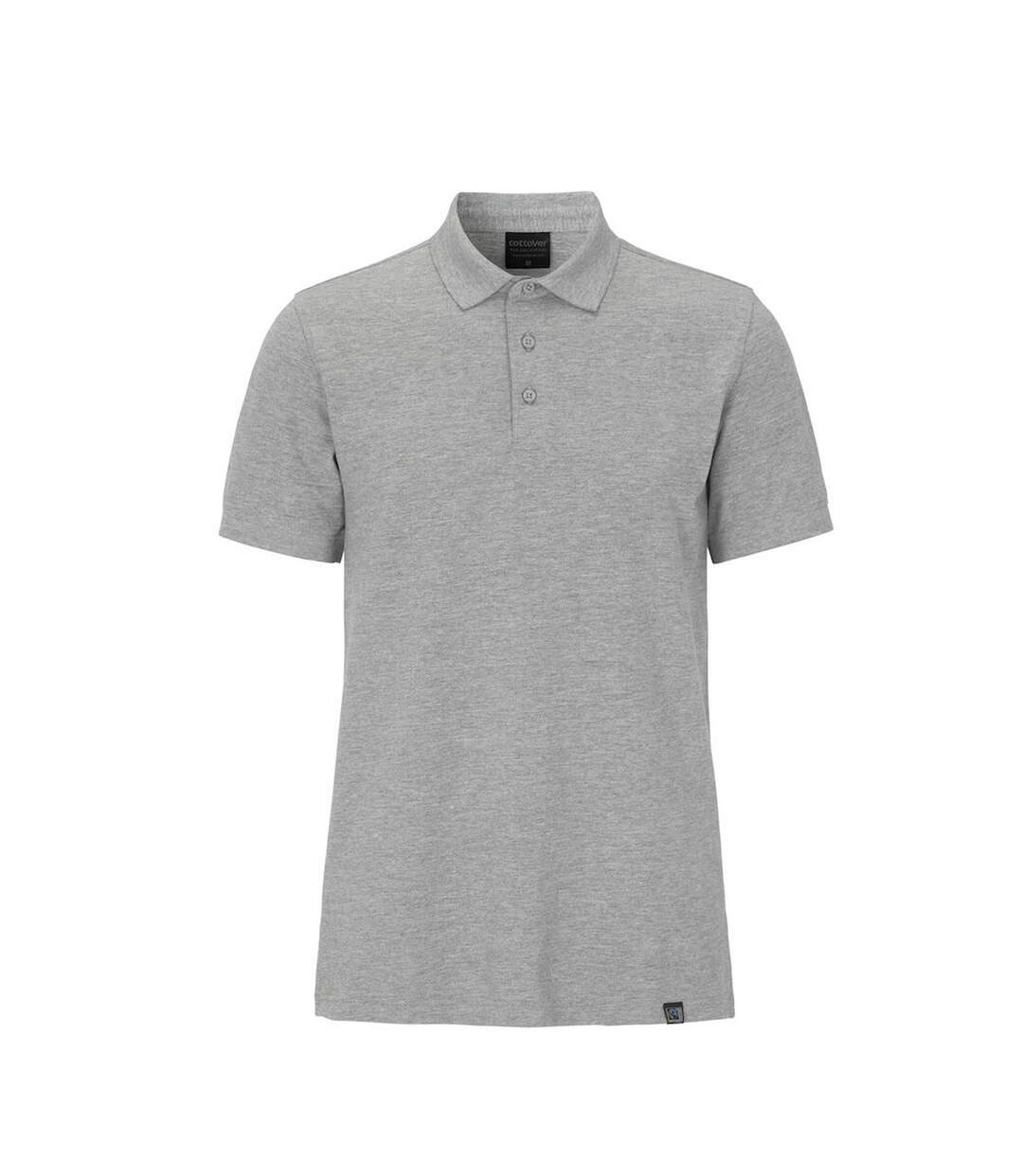 Mens Pique Polo Shirt Grey Melange Cottover-1