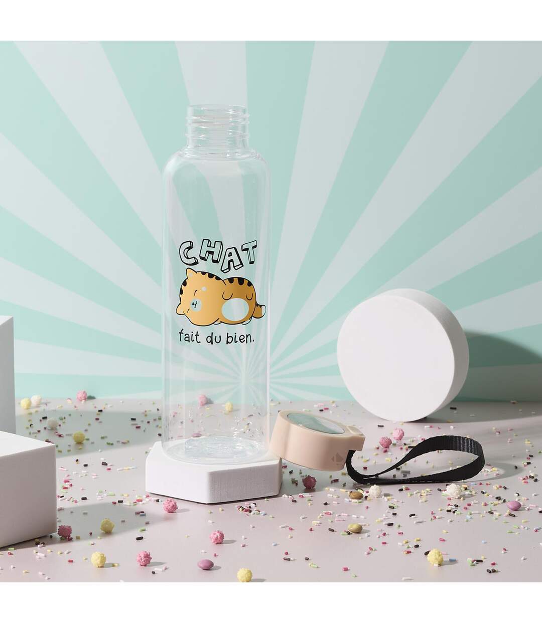 Bouteille en plastique 55cl collection KAWAII Chat-3