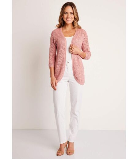 Gilet long ajouré coton manches 3/4