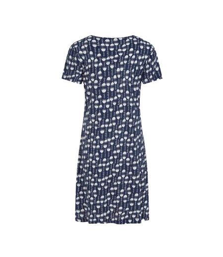 Womens/ladies Seedling V Neck Short-sleeved Dress Blue White Lazy Jacks