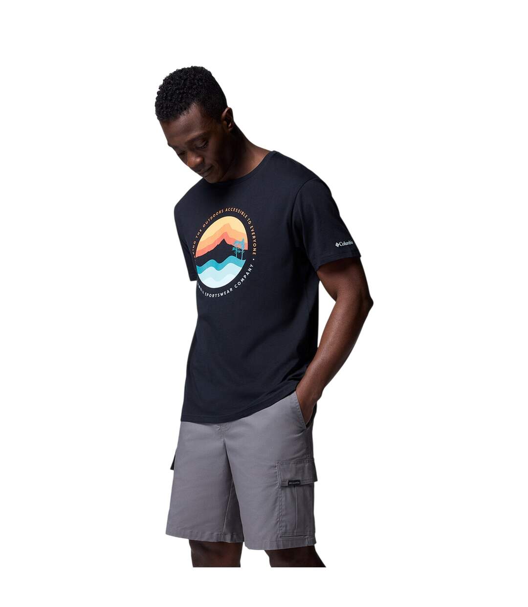 T-shirt Path Lake Homme Noir Columbia-4