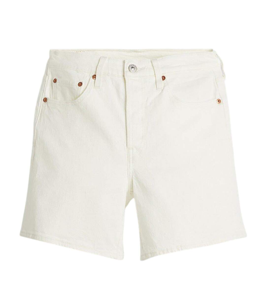 Womens/ladies 501 Mid Thigh Shorts White Levis-2