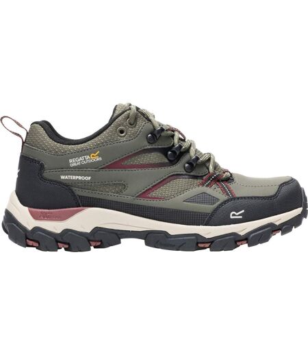 Chaussures Basses De Marche Holcombe Femme Kaki Foncé Marron Rouge Regatta